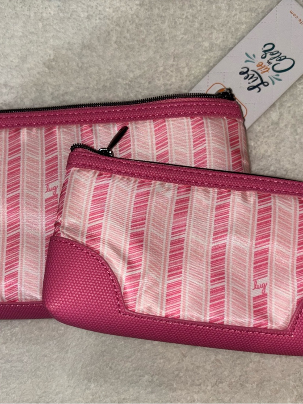 Lug tootle set of two pouches pink tourmaline